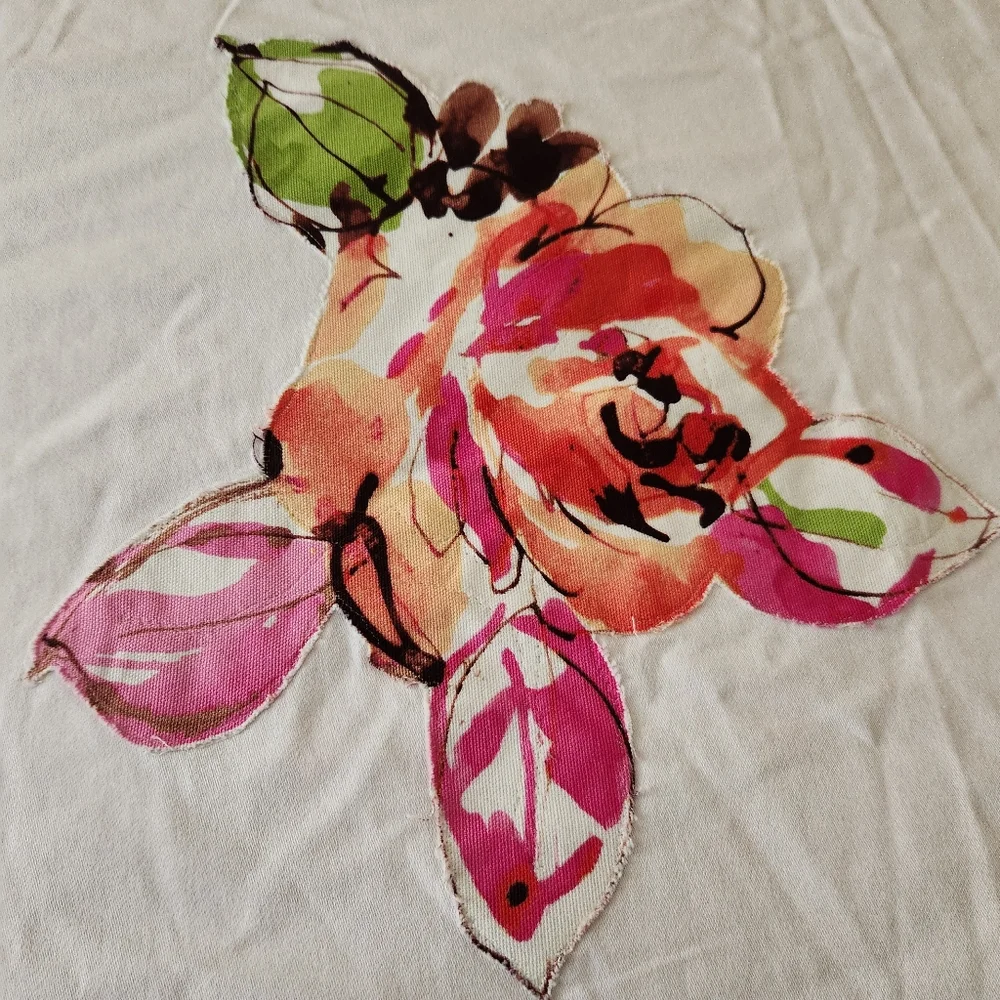 Floral Twin Duvet Cover And Sham Pink Applique Home Bedding Bedroom 62 x 86
